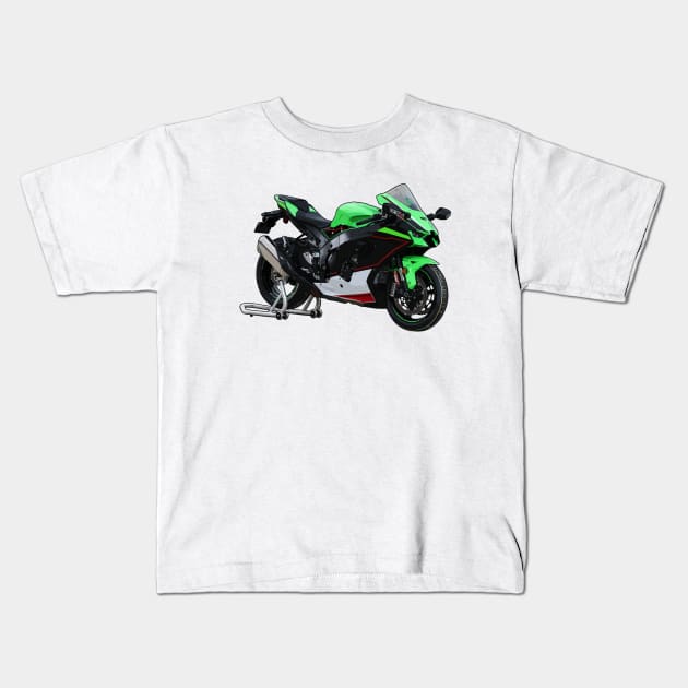 Ninja ZX10R Bike Illustration Kids T-Shirt by KAM Std